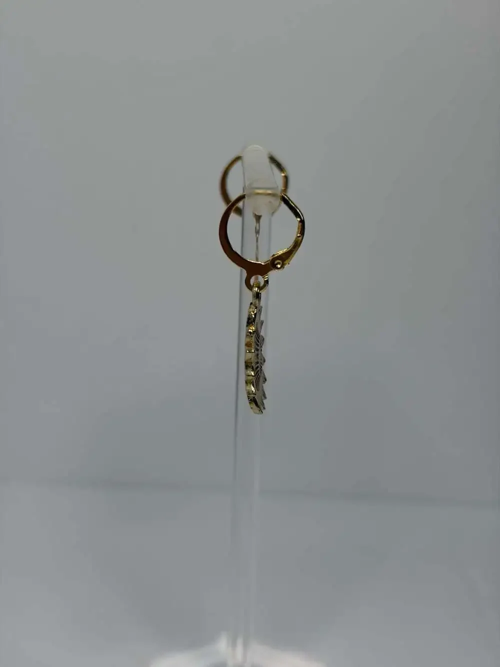 Stainless Steel Gold-Tone Enamel Sunflower Daisy Huggie Drop Earrings